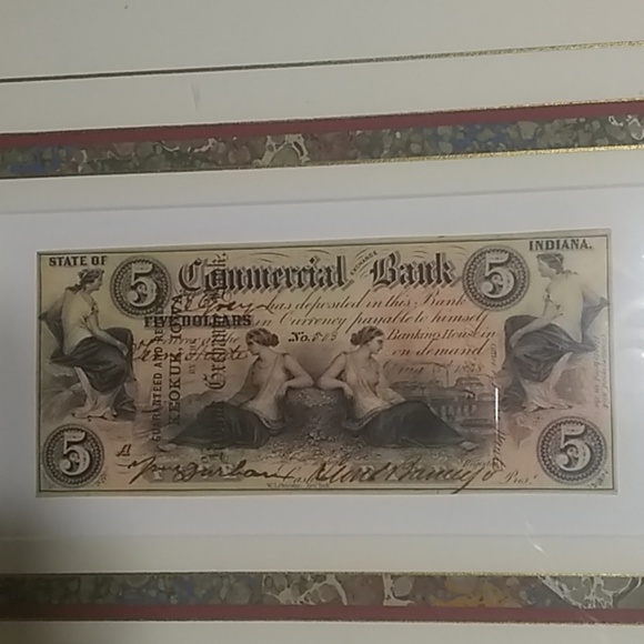REAL and RARE 1858 five dollar note in frame - Picture 2 of 6